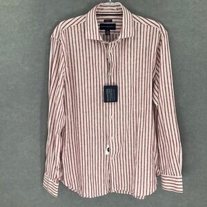 Joseph Abboud Men's Sz M Modern Fit Striped Linen‎ Button Down Shirt